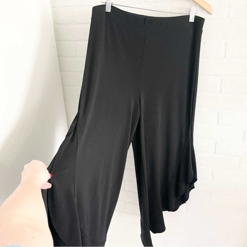 JOSEPH RIBKOFF Asymmetric Overlay Fluid Wide Leg Capri Pants Architectural M/L - Picture 7 of 11